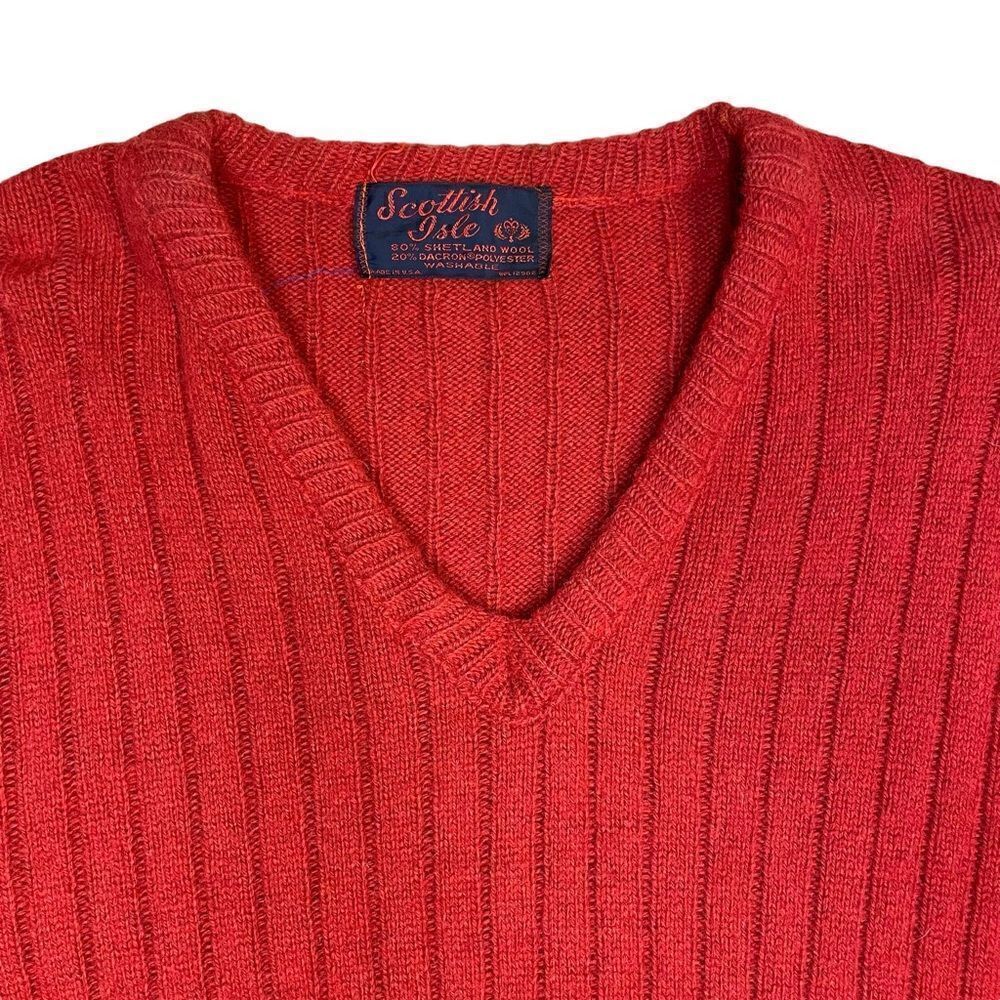 Bernette Scottish Isle Red Sweater Shetland Wool Blend - Picture 2 of 6